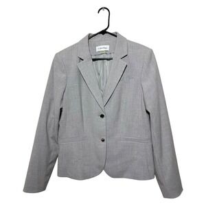 Calvin Klein Women's Gray Two Button Blazer Jacket Size 14 Business Professional